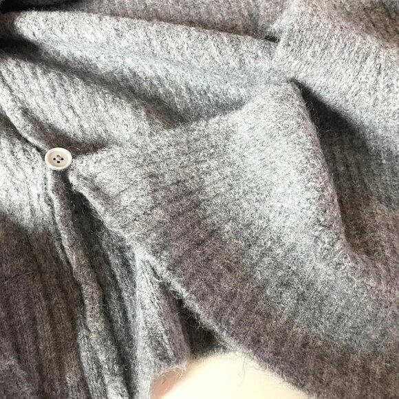 Orfeo Paris Women's Gray Ribbed Wrap Cardigan Sweater Wool Mohair Blend UT OS - Picture 7 of 8